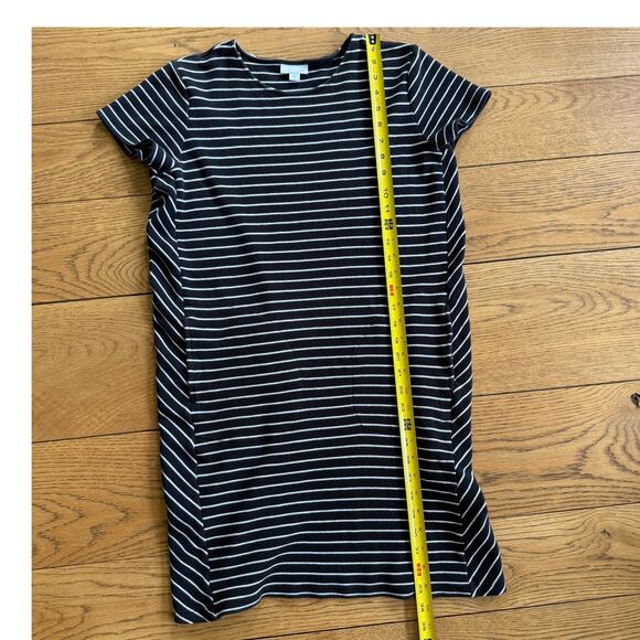 J. Jill Black White Stripe Knit Dress Chevron Side Panels M - Picture 6 of 6